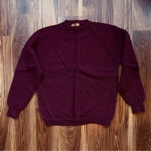 Vintage 1950s Worsted Wool Burgundy Crewneck Sweater (Size M)